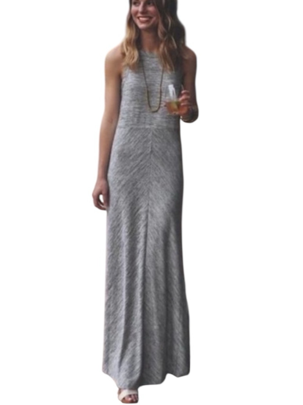 Lou & Grey Space-Dye Heather Gray Sleeveless Maxi Dress NWT
